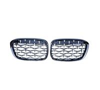 MFTGRS Pour X1 F48 F49 2016 2017 2018 2019 Voiture Diamant Avant Calandre Course Gril Météore Style Grilles(Noir et argent)