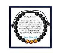 MFTRADING Bracelet à perles pour homme - Cadeau pour mon fils, petit-fils, frère, mari, petit ami, cadeau d'anniversaire, de Noël, bracelets de perles en pierre œil de tigre de 8 mm, 7.5inch, Pierre