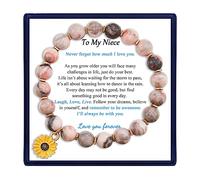 MFTRADING Bracelet à perles pour homme - Cadeau pour mon fils, petit-fils, frère, mari, petit ami, cadeau d'anniversaire, de Noël, bracelets de perles en pierre œil de tigre de 8 mm, 7inches, Acier