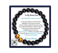 MFTRADING Bracelet à perles pour homme, cadeau pour mon fils, petit-fils, frère, mari, petit ami, cadeau d'anniversaire, de Noël, bracelets de perles en pierre œil de tigre de 8 mm, sans pierre