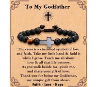 MFTRADING Bracelet avec croix pour homme - Cadeau chrétien pour fils, petit-fils, frère, mari, papa, homme, parrain, religieux, baptême, anniversaire, départ à la retraite, bracelet de perles