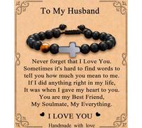 MFTRADING Bracelet avec croix pour homme - Cadeau chrétien pour fils, petit-fils, frère, mari, papa, homme, parrain, religieux, baptême, anniversaire, départ à la retraite, bracelet de perles