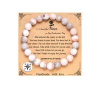 MFTRADING Bracelet de remise de diplôme pour elle et lui, cadeau de remise de diplôme inspirant pour le collège et le lycée, bracelet boussole pour homme et femme, 7Inches, Pierre naturelle, Pas de