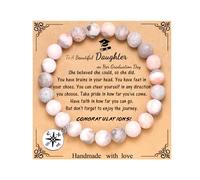 MFTRADING Bracelet de remise de diplôme pour elle et lui, cadeau de remise de diplôme inspirant pour le collège et le lycée, bracelet boussole pour homme et femme, 7Inches, Pierre naturelle, Pas de