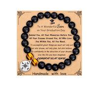 MFTRADING Bracelet de remise de diplôme pour elle et lui, cadeau de remise de diplôme inspirant pour le collège et le lycée, bracelet boussole pour homme et femme, 7.5Inches, Pierre naturelle, Pas de