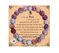 MFTRADING Bracelet de remise de diplôme pour elle et lui, cadeau de remise de diplôme inspirant pour le collège et le lycée, bracelet boussole pour homme et femme, 7Inches, Pierre naturelle, Pas de