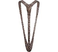 MFUOE Borat Mankini ManThong Maillot de Bain Homme Sous-vêtement V-String Mankini Sexy avec Bretelles Body de Natation Déguisement Fantaisie Enterrement de Vie de Garçon, imprimé léopard, Taille