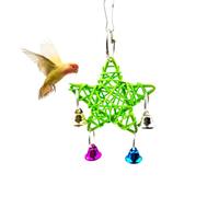 MFUOE Jouets pour perroquets étoiles, cloches et oiseaux à suspendre, jouet interactif amusant pour picorer des cages colorées, accessoires faciles à utiliser pour perroquets en cage, calopsittes