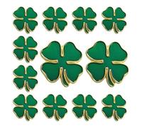 MFUOE Lot de 12 badges trèfles de la Saint-Patrick avec quatre badges porte-bonheur en forme de feuille verte pour adulte, Irlande, bijoux irlandais, cadeau pour festivals, costume