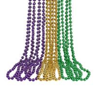 MFUOE Lot de 12 colliers de perles Mardi Gras en plastique pailleté pour événements et fêtes, Métal
