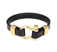 MFUPR Bracelets de Poignet for Hommes Bracelets en Cuir for Hommes, Bracelet en Cuir for Hommes, Bracelet Simple en Fer à Cheval doré, Bracelet en Cuir tressé monocouche Noir personnalisé(23cm)