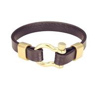 MFUPR Bracelets de Poignet for Hommes Bracelets en Cuir for Hommes, Bracelet en Cuir for Hommes, Bracelet créatif en Fer à Cheval doré, Bracelet en Cuir tressé monocouche Marron Fait à la Main(21cm)