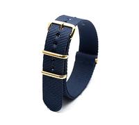 MFUPR Sports Watch Strap Nato Watchband Navy Blue Nylon Watch Strap Weave Watch Replacement Belt for 18mm/20mm/22mm/24mm(Gold Pin Buckle,20mm)