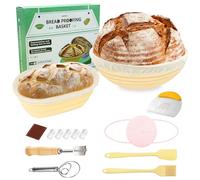 MFUSUL 10 Pièces Kit Boulanger Levain, Kit Boulangerie avec Panier de Levée de Pâtisserie, Coupe-Pâte, Spatule, Accessoires de Pâtisserie, pour la Cuisson du Pain et Des Pâtisseries