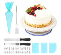 MFUSUL 30 Pièces Plateau Tournant Patisserie, Kit Patisserie Professionnel, Accessoires Patisserie avec Plaque Tournante Gateau, Lisseur à Gâteau, Spatules