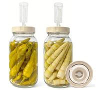 MFUSUL Lot de 2 bocaux de fermentation de 2 l - Avec valve de fermentation et poids - Pour choucroute, kimchi, kombucha, fruits et légumes