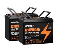 MFUZOP 12V 100Ah LiFePO4 Batterie Group 24, 100A BMS, Puissance Max 1280W, 8000-15000 Cycles Deep Cycle Lithium Batterie, Prise en Charge du Montage en série/parallèle, pour Camping-Car