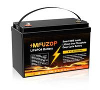 MFUZOP 12V 100Ah LiFePO4 Batterie Group 31,100A BMS, Puissance Max 1280W, Jusqu’à 15000 Cycles Deep Cycle Lithium Batterie, pour Camping-Car et système Solaire Domestique (12V100AH G31*1Pcs)