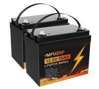MFUZOP 12V 50Ah LiFePO4 Batterie, 50A BMS, Puissance Max 640W, Plus de 15 000 Cycles en décharge Profonde, supporte Les connexions en série et en parallèle, énergie Max. 640Wh pour Solaire, Off-Grid