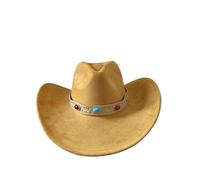 MFWHEFJ Chapeau Cowboy Cowboy Hat Suede Material Water Drop Top Men's and Women's Knight(15)