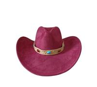 MFWHEFJ Chapeau Cowboy Cowboy Hat Suede Material Water Drop Top Men's and Women's Knight(25)