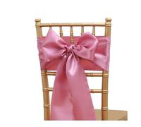 MFWHEFJ Noeud Chaise Mariage 50PCS Christmas Green Satin Chair Sashes | 17*275cm Silk Ties Bows Designed For Wedding Party Banquet(Rose)