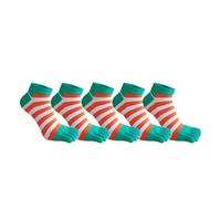 MFWHEFJ Separateur Orteil 5 Paires Hommes Cheville Orteil Chaussettes Coton Rayé Couleur Vive Respirant Bateau Cinq Doigts Chaussettes Garçon 4 Saisons(Color1)