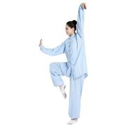 MFWHEFJ Tenue Tai Chi Uniforme Tai Chi, vêtements Traditionnels Chinois de Kung Fu, Tenue d'exercice Wushu des Arts Martiaux Wing Chun Taiji(Lake Blue,S)