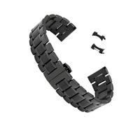 MFXFKOKGAX Bracelet De Montre Incurvé For Acier Inoxydable, Compatible For Les Modèles For Longines For Omega, For Métal Massif For Boucle Papillon(Black,22mm)