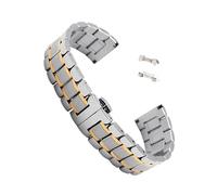 MFXFKOKGAX Bracelet De Montre Incurvé For Acier Inoxydable, Compatible For Les Modèles For Longines For Omega, For Métal Massif For Boucle Papillon(Silver-Gold,20mm)