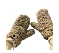 MFXFKOKGAX Gants Blancs En Peluche Ours Mignons, Épais Et Chauds, Parfaits For L'hiver, Les Promenades Extérieur Balades Par Temps Froid Coupe-vent. Moufles À Suspendre Autour Du Cou(Khaki)