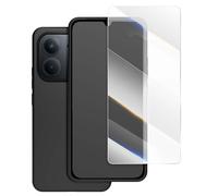 Pack Coque Arrière Semi Rigide Et Protège Écran En Verre Trempé Made For Xiaomi Noir Et Transparent Pour Redmi 15c