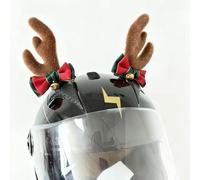 MFYOUPK 1 paire de décorations de casque en bois de renne en bois de Noël avec nœud pour casque de moto, corne, oreilles, accessoires pour moto et vélo, 13,5 cm