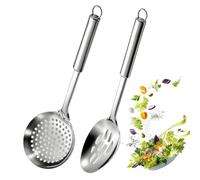 MFYOUPK Cuillères Passoires Pour La Cuisine | Louche À Huile Avec Manche Long | 2 Pièces Cuillère À Graisse En Métal | Pour Le Service D'Aliments Chauds, Soupe, Nouilles, Pâtes, Friture, Cuisine