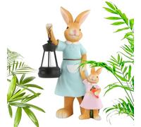 MFYOUPK Lampe Lapin | Lapin avec Lanterne Décor de Pâques - Lumières Solaires Extérieur Décor de Jardin,pour Pelouse Terrasse Porche Allée Chemin Jardin Cadeau Nouveau Logement Anniversaire