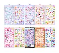 MFYOUPK Lot de 10 adorables autocollants 3D amovibles réutilisables pour scrapbooking, anniversaire, Noël, fête, salle de classe, scrapbooking, journal, papeterie, bouteille