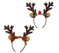 MFYOUPK Lot de 2 bandeaux de Noël, serre-tête en bois de cerf avec clochette, cerceau à cheveux en forme de bois de renne, décoration de vacances pour fête de Noël, déguisement, 26 x 26,5 x 2,5