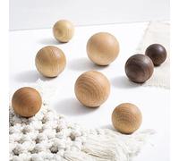MFYS Poignées de tiroir en bois de noyer naturel - Décoration en forme de boule de bois (noyer, diamètre : 35 mm)