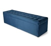 MG Design Banc Coffre 45 × 160 cm Bleu - Rangement 190 L, Charge 300 kg, Surface Douce, Entretien Facile - pour Salon, Chambre, entrée