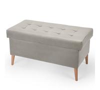 MG Design Banquette Velours Coffre Beige Clair 45 x 90 cm - Banc rembourré avec Rangement, Pieds en Bois et Structure en Bois véritable pour Chambre, Salon ou entrée