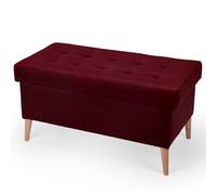 MG Design Banquette Velours Coffre Bordeaux 45 x 90 cm - Banc rembourré avec Rangement, Pieds en Bois et Structure en Bois véritable pour Chambre, Salon ou entrée