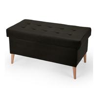 MG Design Banquette Velours Coffre Ébène 45 x 90 cm - Banc rembourré avec Rangement, Pieds en Bois et Structure en Bois véritable pour Chambre, Salon ou entrée