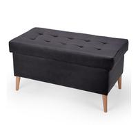 MG Design Banquette Velours Coffre Graphite 45 x 90 cm - Banc rembourré avec Rangement, Pieds en Bois et Structure en Bois véritable pour Chambre, Salon ou entrée