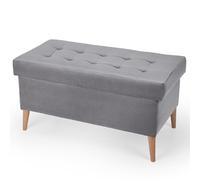 MG Design Banquette Velours Coffre Gris 45 x 90 cm - Banc rembourré avec Rangement, Pieds en Bois et Structure en Bois véritable pour Chambre, Salon ou entrée