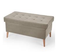 MG Design Banquette Velours Coffre Gris 45 x 90 cm - Banc rembourré avec Rangement, Pieds en Bois et Structure en Bois véritable pour Chambre, Salon ou entrée