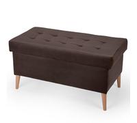 MG Design Banquette Velours Coffre Marron 45 x 90 cm - Banc rembourré avec Rangement, Pieds en Bois et Structure en Bois véritable pour Chambre, Salon ou entrée