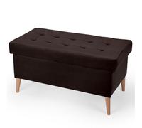 MG Design Banquette Velours Coffre Marron foncé 45 x 90 cm - Banc rembourré avec Rangement, Pieds en Bois et Structure en Bois véritable pour Chambre, Salon ou entrée