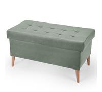 MG Design Banquette Velours Coffre Menthe 45 x 90 cm - Banc rembourré avec Rangement, Pieds en Bois et Structure en Bois véritable pour Chambre, Salon ou entrée