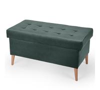 MG Design Banquette Velours Coffre Turquoise 45 x 90 cm - Banc rembourré avec Rangement, Pieds en Bois et Structure en Bois véritable pour Chambre, Salon ou entrée