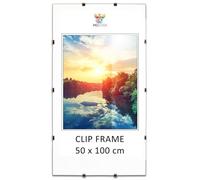 MG Design Cadre à clips 50 x 100 cm - cadre sans bordure en plexiglas pour photos, posters et puzzles - suspension verticale ou horizontale